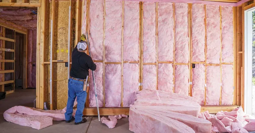 Fiberglass batt insulation installers