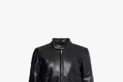 Stand Collar Cropped Faux Leather Jacket