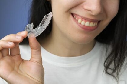 Invisalign attachments on front and behind teeth