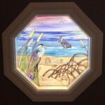 beach scene stained glass