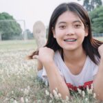 Young woman with braces