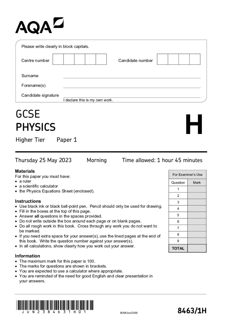 AQA Physics Past Papers